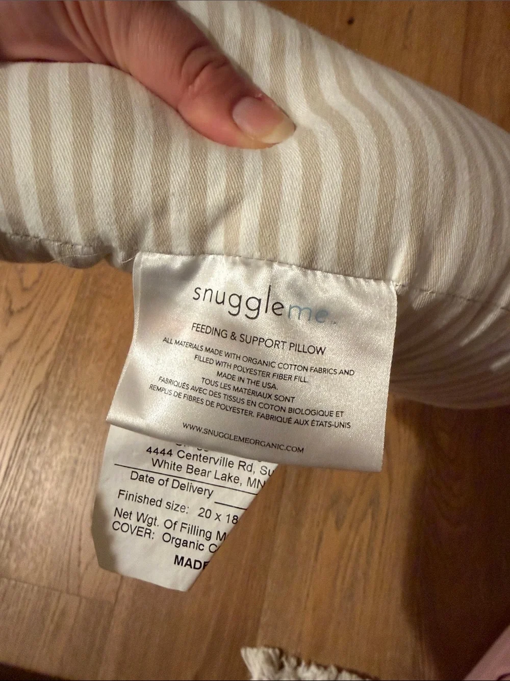 Snuggle Crescent Support Pillow — Cream Stripe
